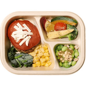 チーズとろける完熟トマトハンバーグ。GREEN SPOON公式の商品画像